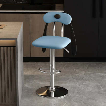 Rabbit Ears Square Leather Swivel Bar Stool — Orange / Black