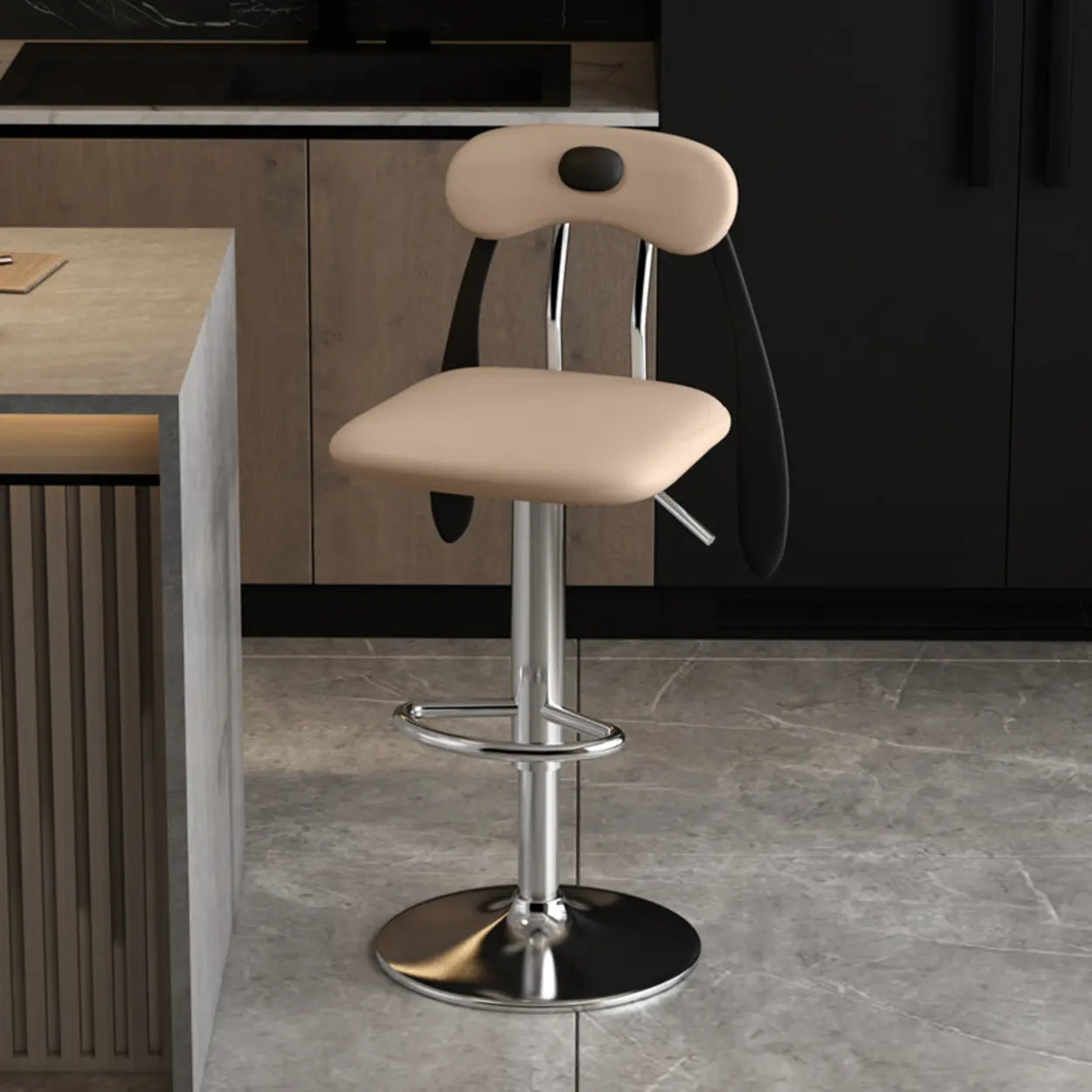 Rabbit Ears Square Leather Swivel Bar Stool — Green / Silver