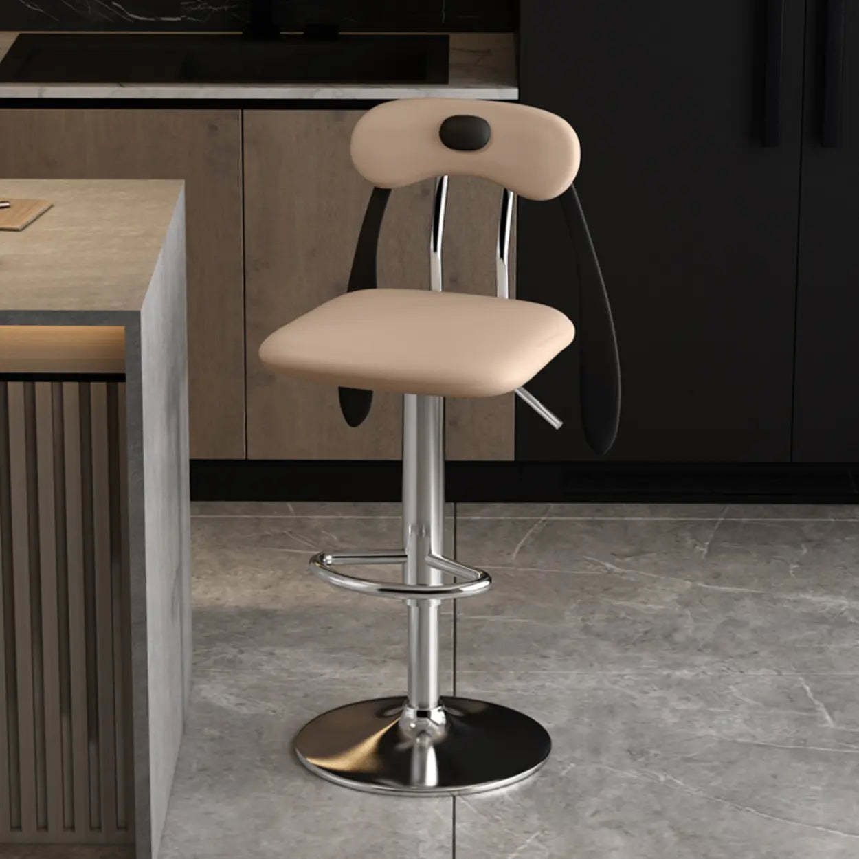 Rabbit Ears Square Leather Swivel Bar Stool — Green / Silver