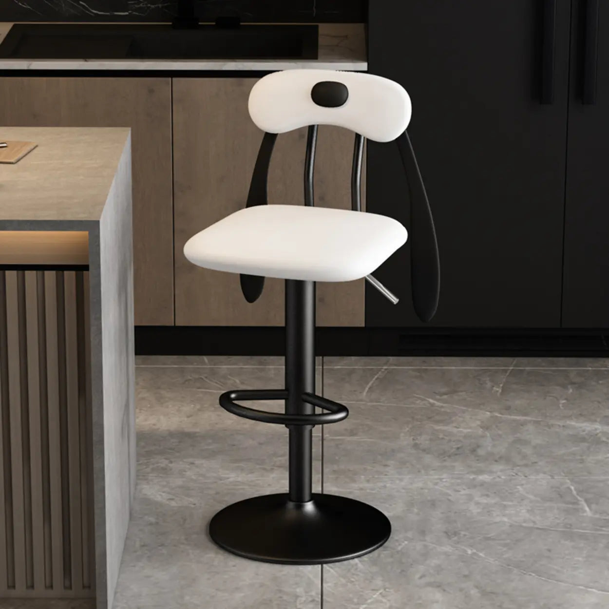 Rabbit Ears Square Leather Swivel Bar Stool — Green / Black