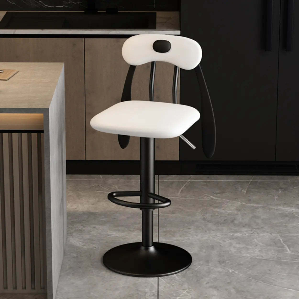 Rabbit Ears Square Leather Swivel Bar Stool — Green / Black