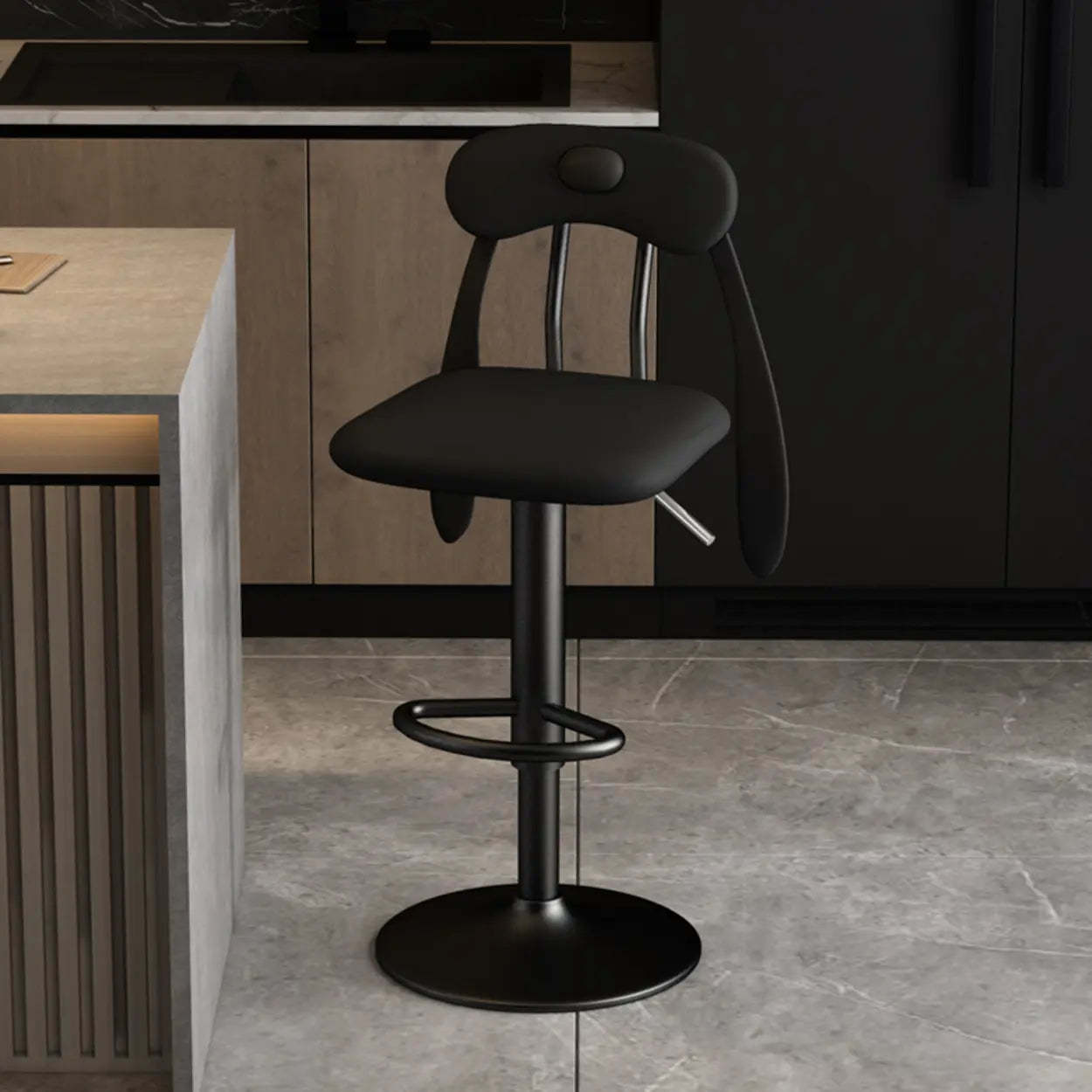 Rabbit Ears Square Leather Swivel Bar Stool — Green / Gold