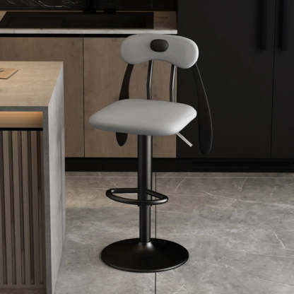 Rabbit Ears Square Leather Swivel Bar Stool — Blue / Silver