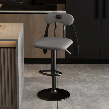 Rabbit Ears Square Leather Swivel Bar Stool — Blue / Black