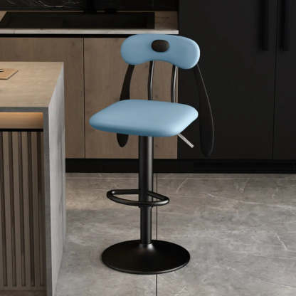 Rabbit Ears Square Leather Swivel Bar Stool — Brown / Black