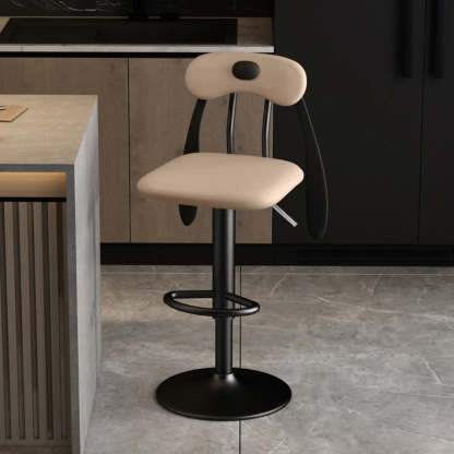 Rabbit Ears Square Leather Swivel Bar Stool — Brown / Gold