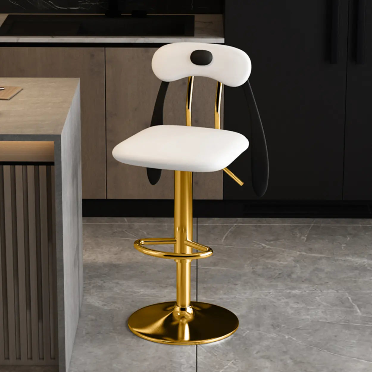 Rabbit Ears Square Leather Swivel Bar Stool