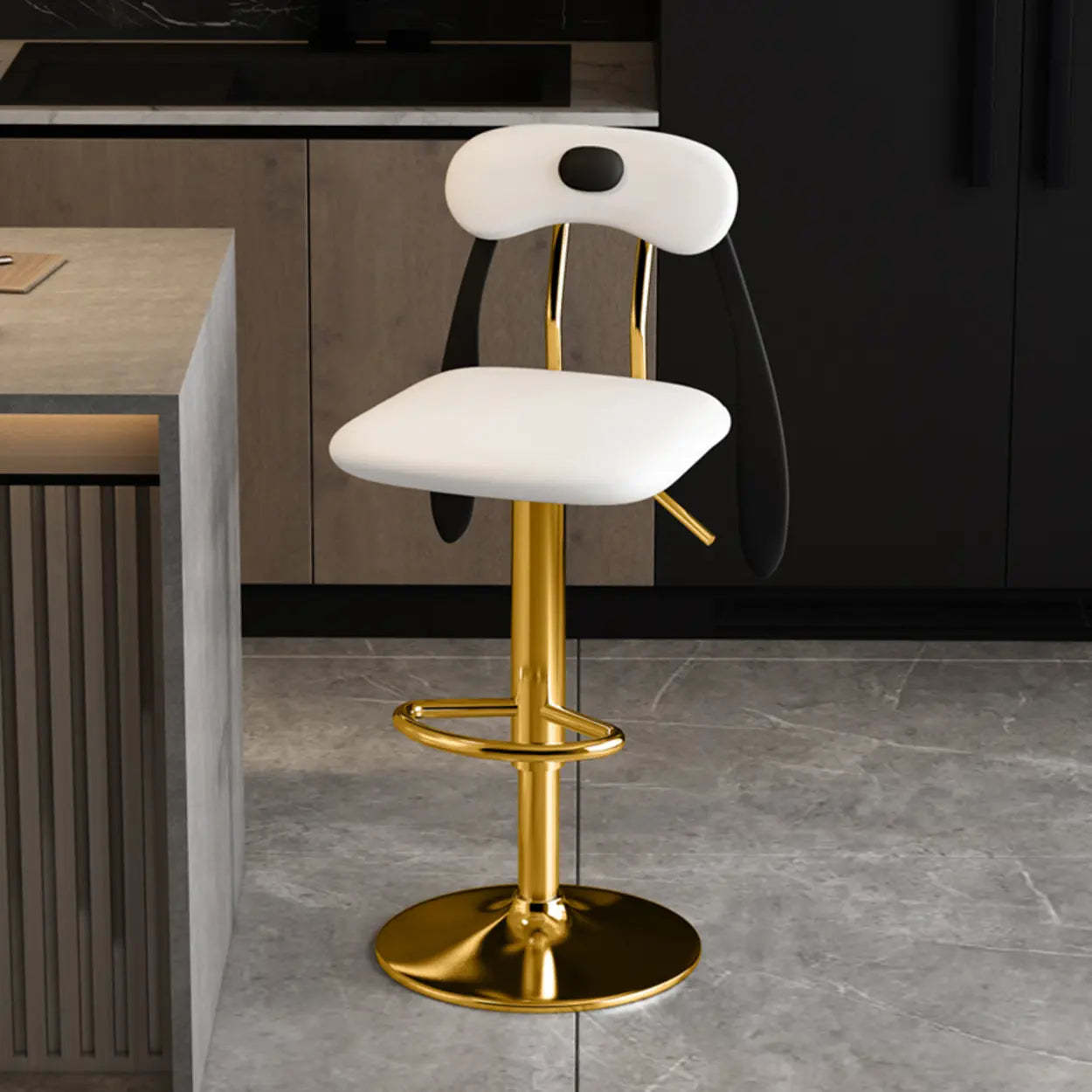 Rabbit Ears Square Leather Swivel Bar Stool