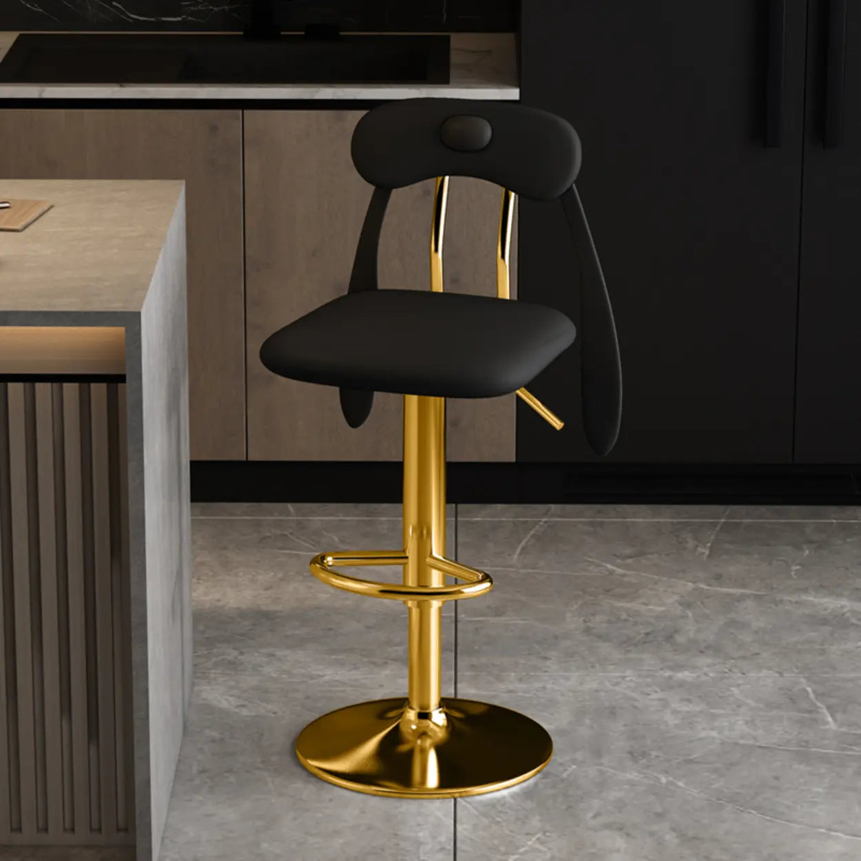 Rabbit Ears Square Leather Swivel Bar Stool