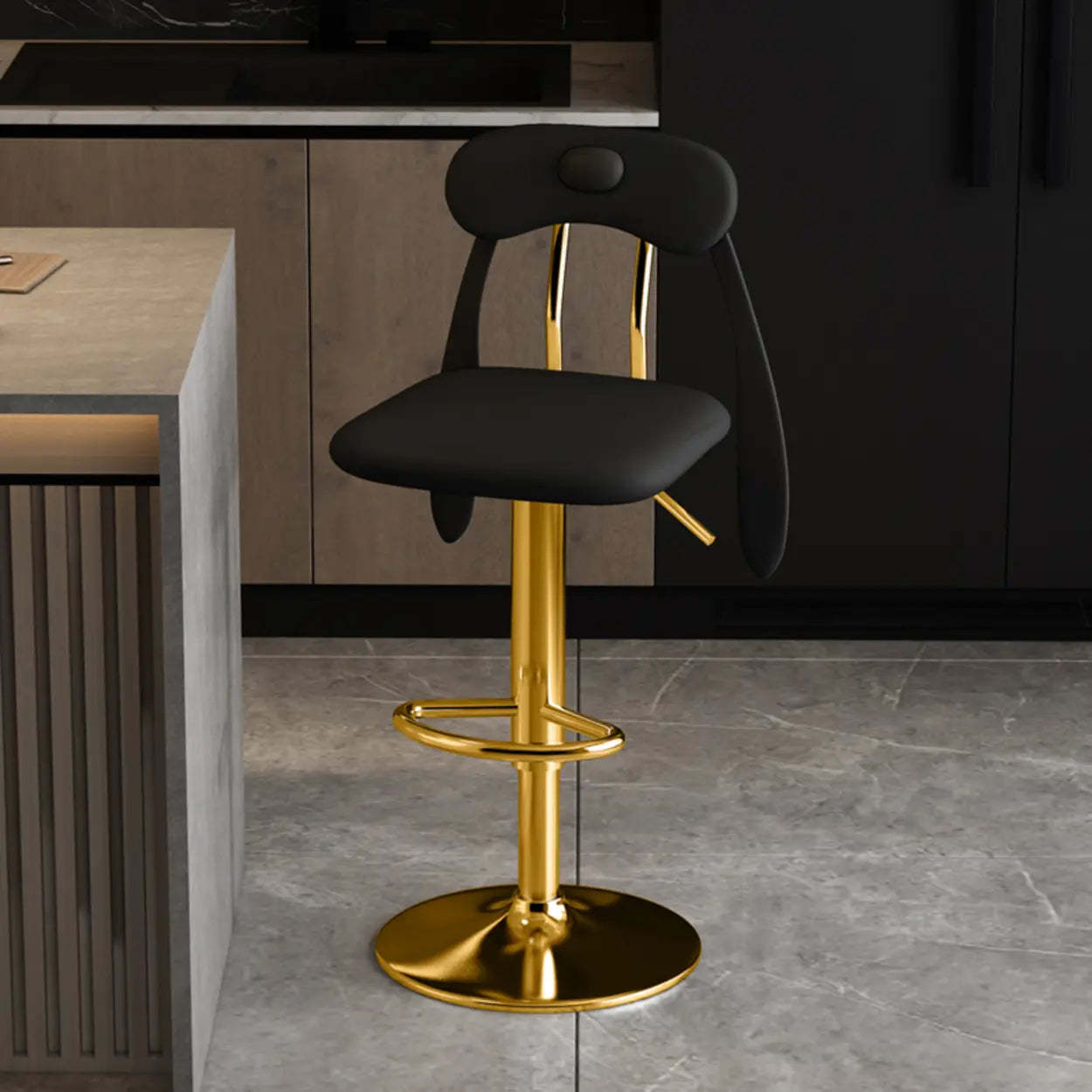 Rabbit Ears Square Leather Swivel Bar Stool