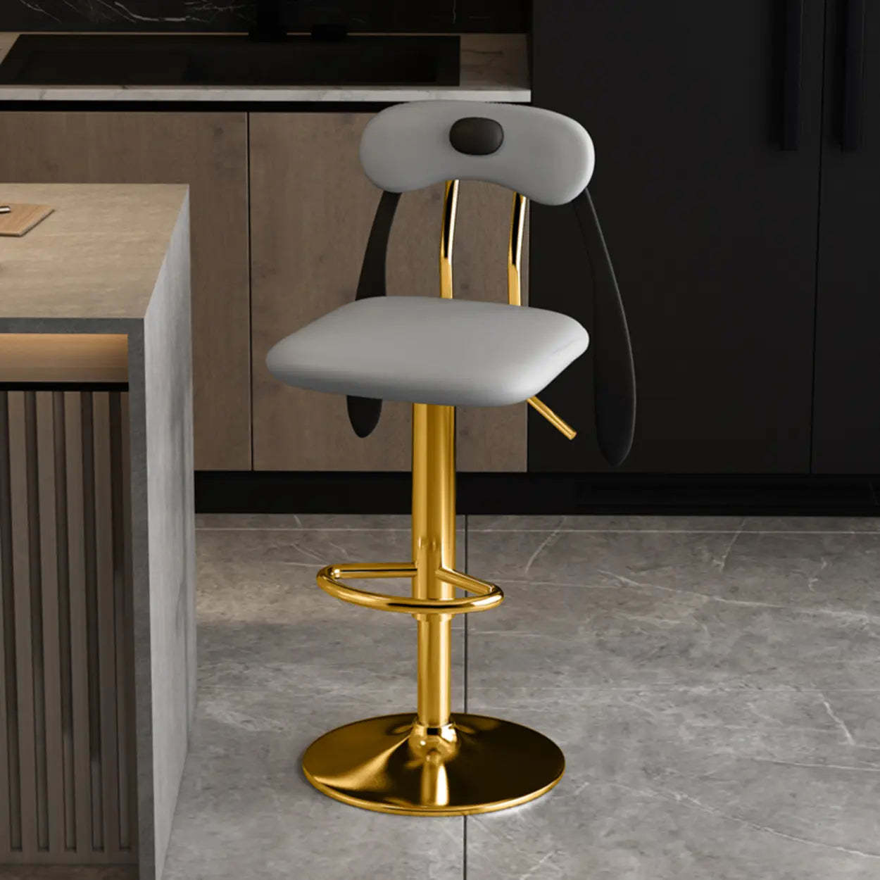 Rabbit Ears Square Leather Swivel Bar Stool