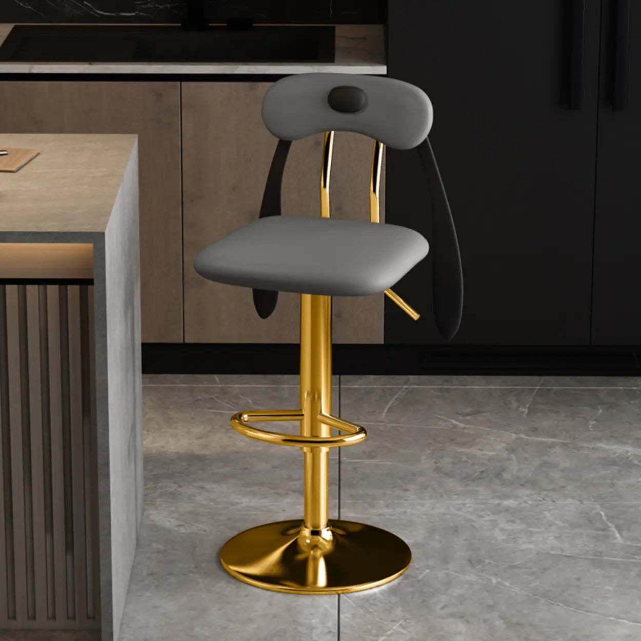 Rabbit Ears Square Leather Swivel Bar Stool