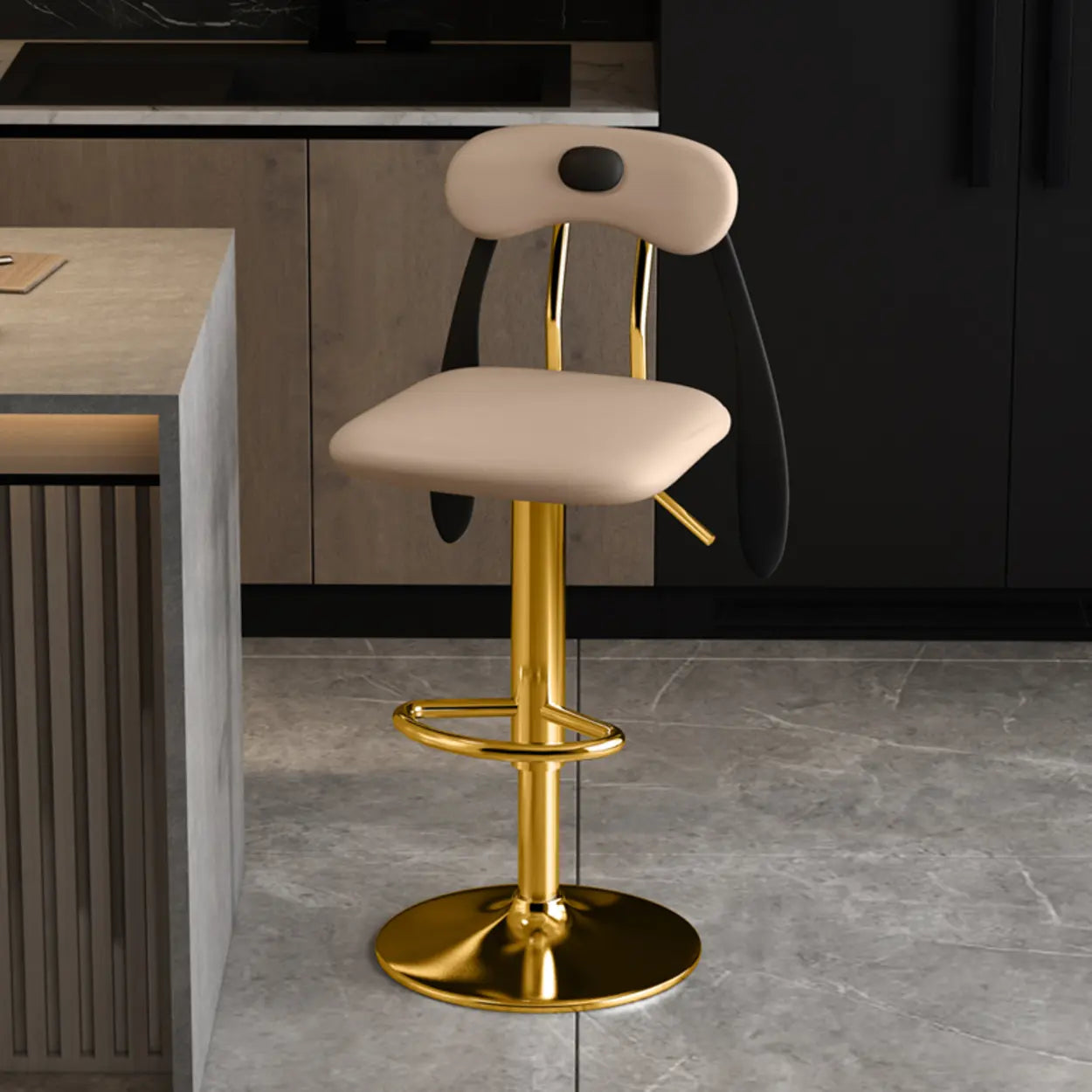Rabbit Ears Square Leather Swivel Bar Stool