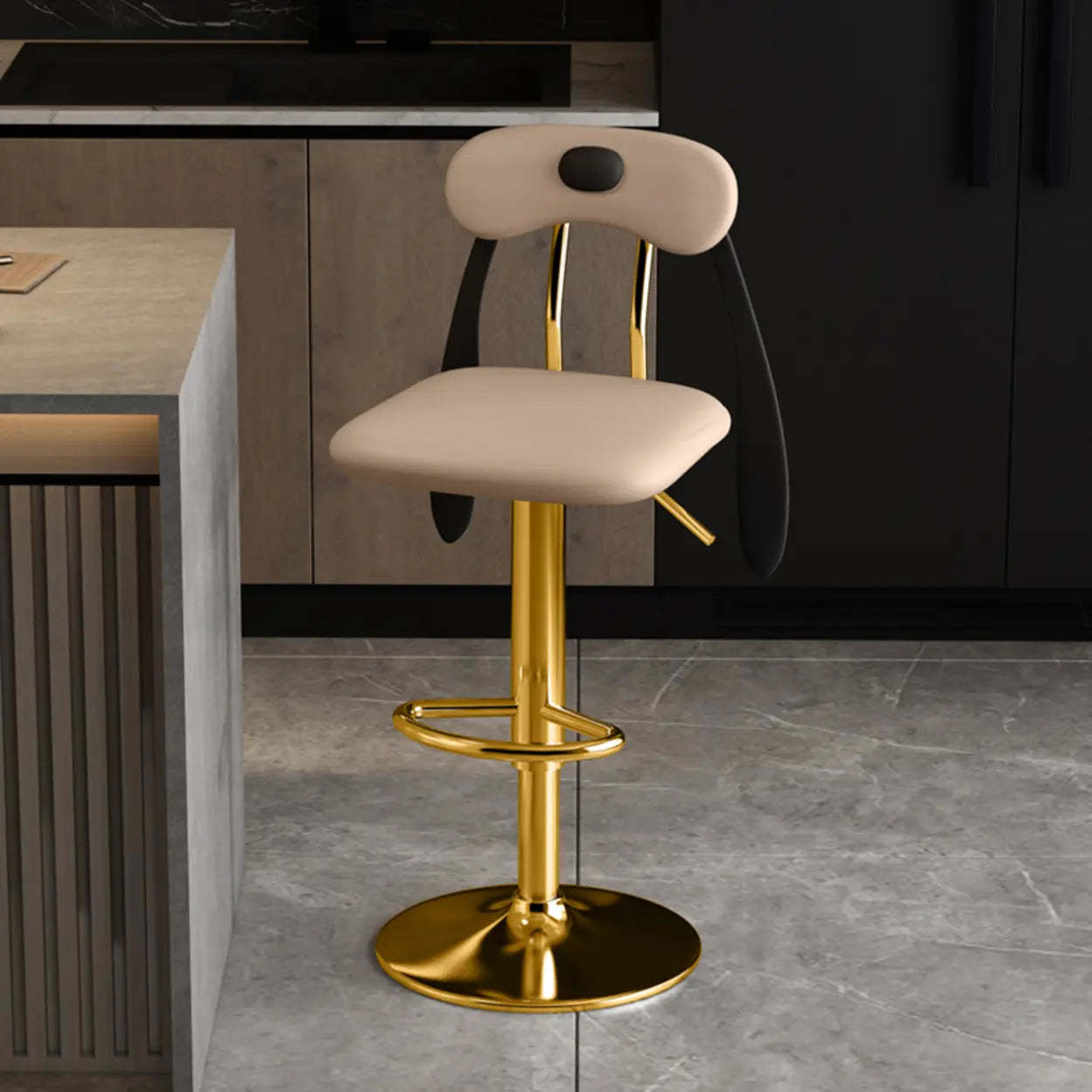 Rabbit Ears Square Leather Swivel Bar Stool