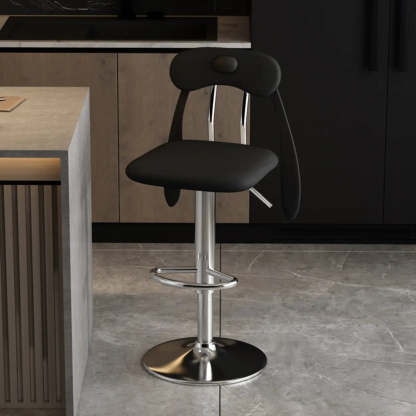 Rabbit Ears Square Leather Swivel Bar Stool — Off-White / Gold