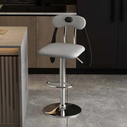 Rabbit Ears Square Leather Swivel Bar Stool — Black / Gold