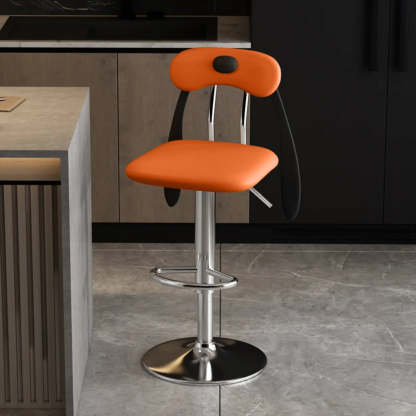 Rabbit Ears Square Leather Swivel Bar Stool — Light Gray / Gold