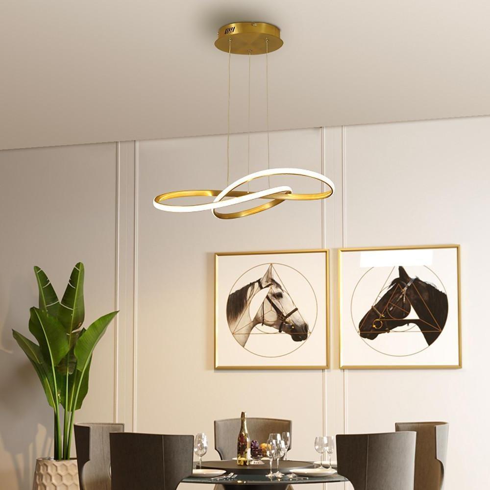 Interweaved Wave LED Gold Modern Island Pendant Light