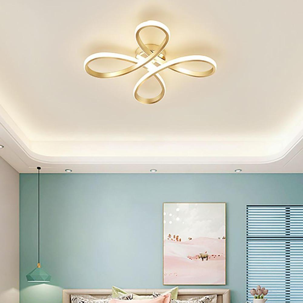 Linear Flower Shaped LED Gold Modern Ceiling Light Flush Mount Lighting-Lighom