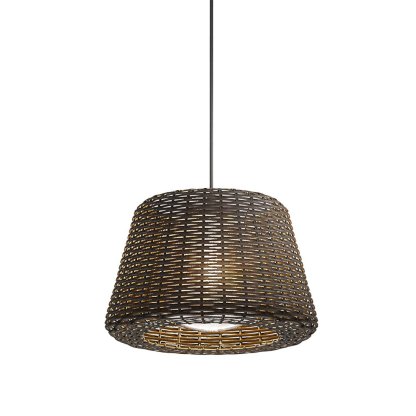 Ralph 1-Light Outdoor Pendant Light LED Suspension Lamp with Rattan Shade-Lighom