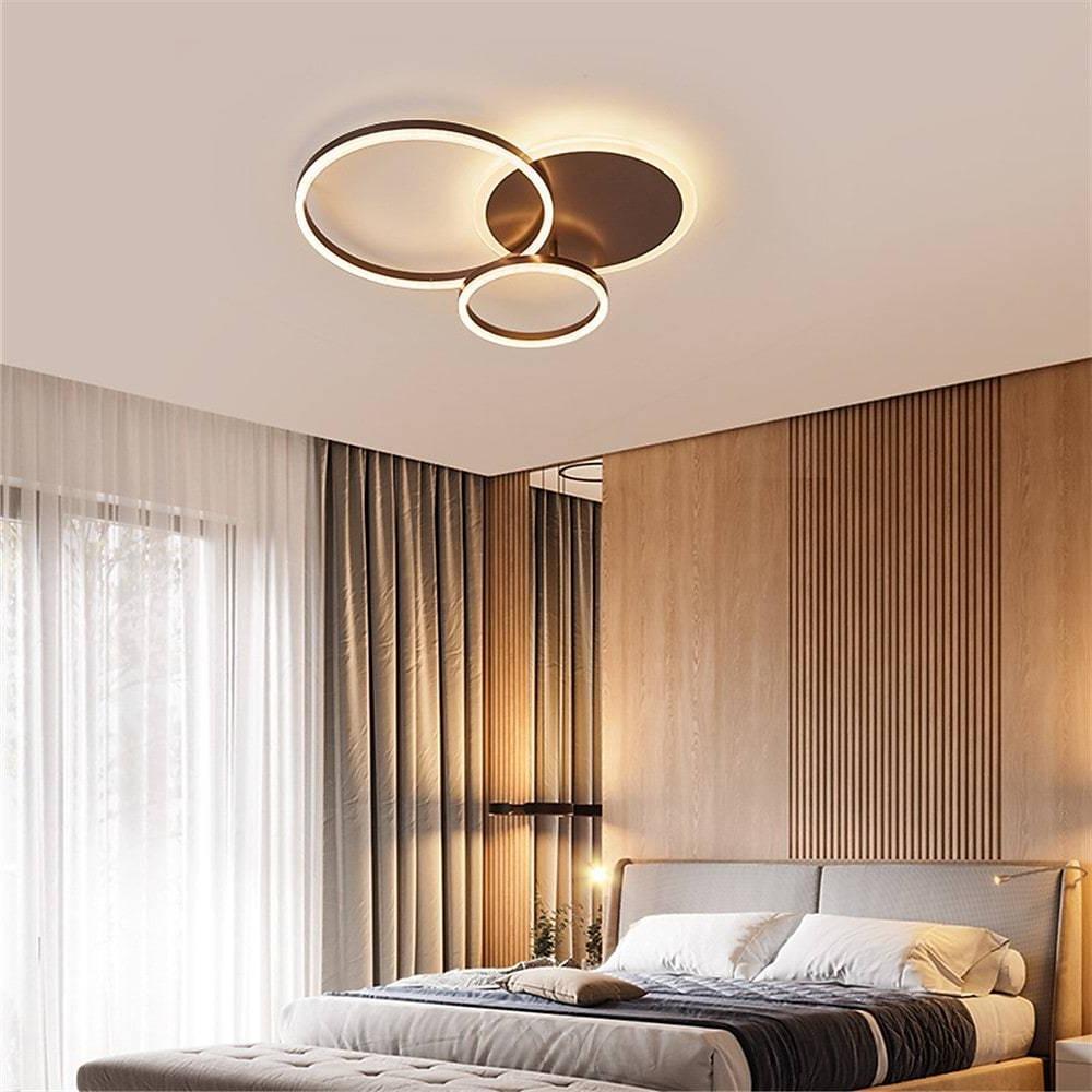 Modern circle x20 flush mount lighting in synthetic — Warm White (3000K) / Matte Black