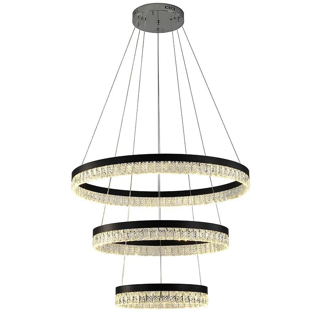 3 Tiered Circles LED Crystal Modern Chandeliers Pendant Light Hanging Lamp-Lighom