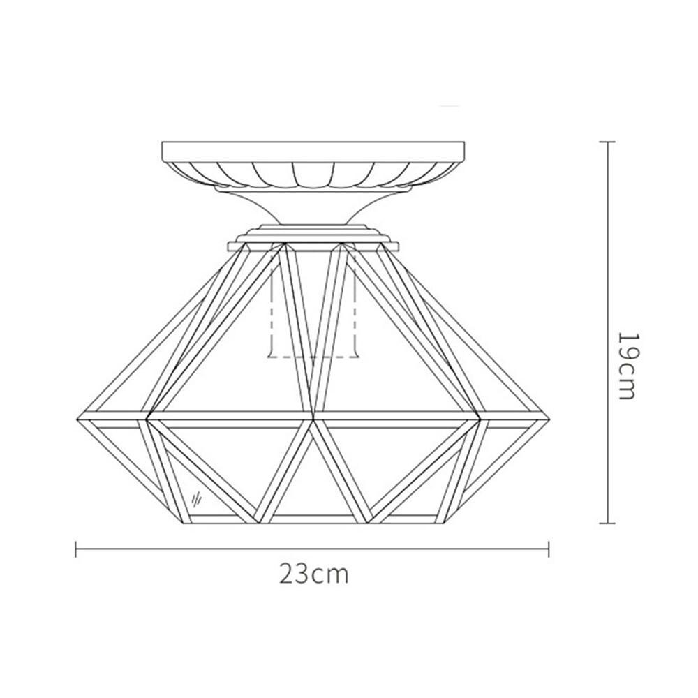 Vintage Flush Mount Ceiling Light Lantern Metal Glass Industrial Light-Lighom
