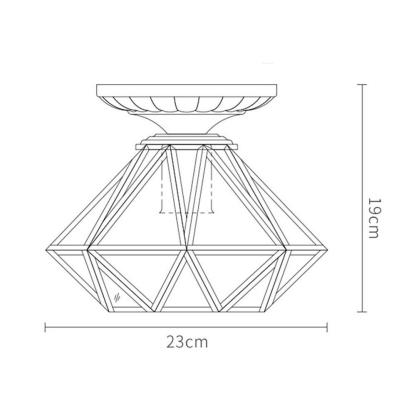 Vintage Flush Mount Ceiling Light Lantern Metal Glass Industrial Light-Lighom
