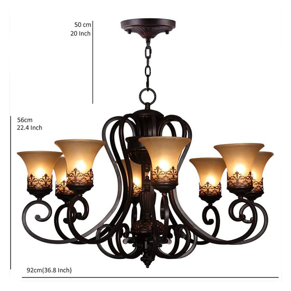 Bending Metal Bar Upside-Down Vintage Chandelier