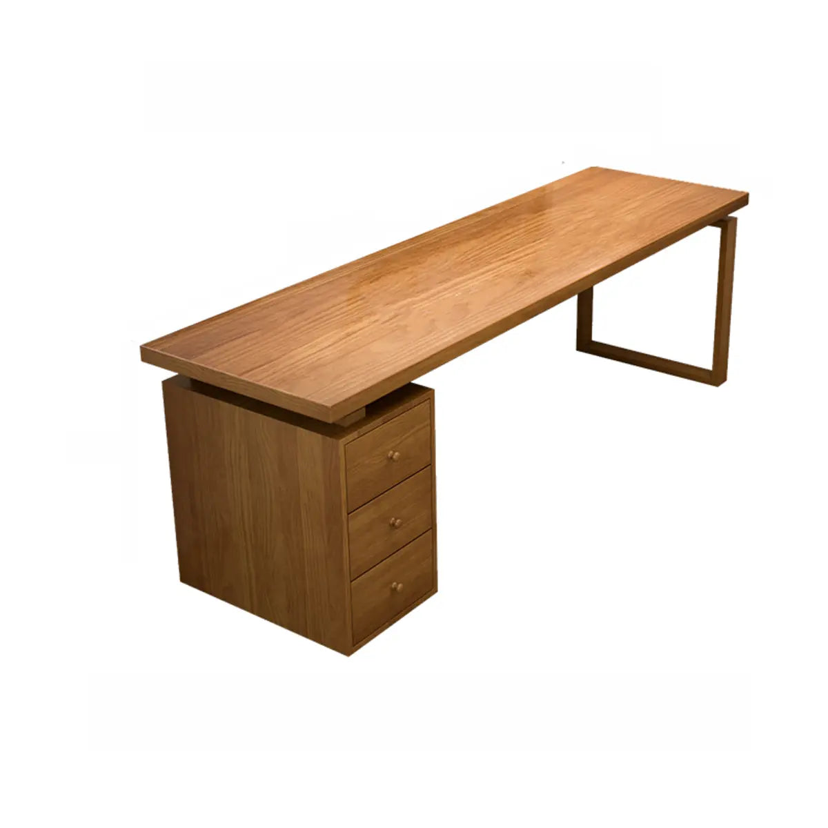 Rectangular Brown Wood Drawer Desk for 2 — Without Chairs