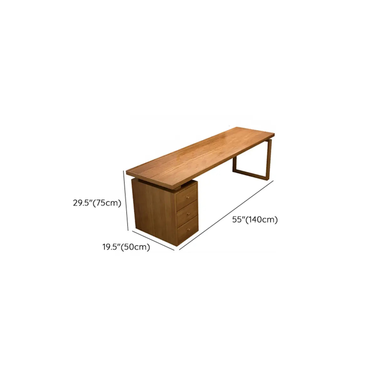 Rectangular Brown Wood Drawer Desk for 2