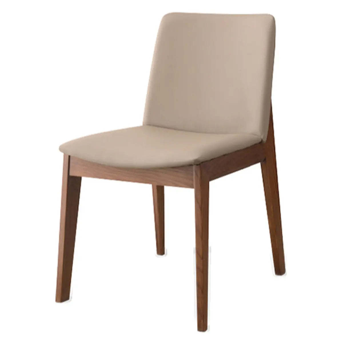 Khaki Rectangle Backrest Faux Leather Wood Dining Chair