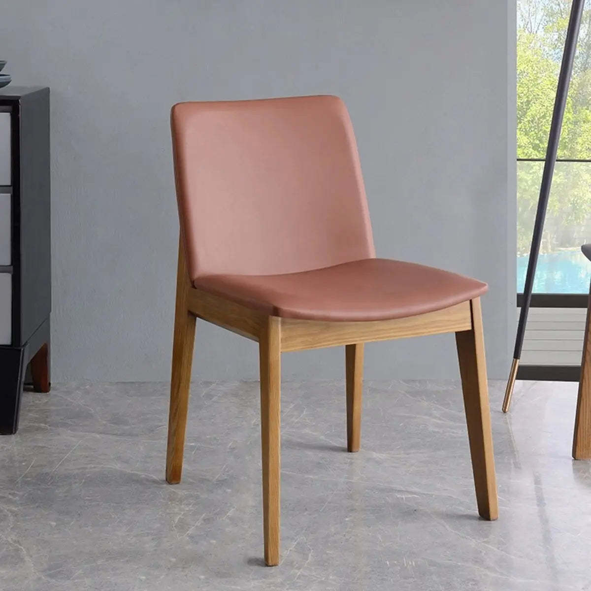 Gray leather faux backrest dining chairs & benches — Dark Coffee