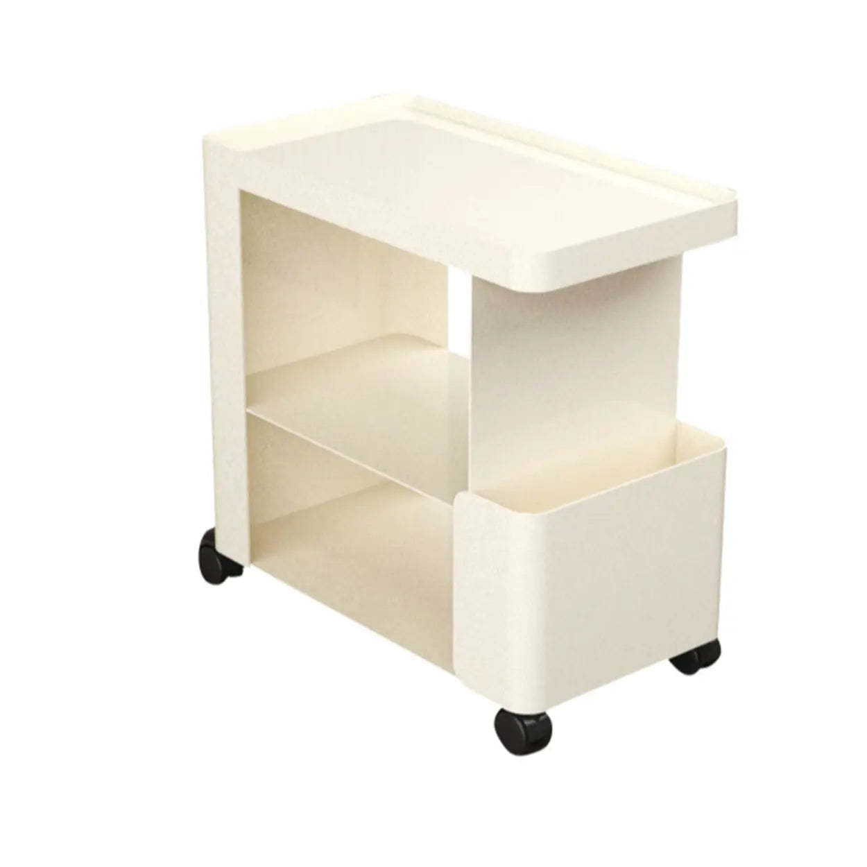 Black Iron 3-Tier Rectangular Side Table with Casters