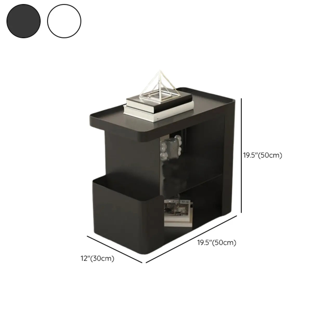Black Iron 3-Tier Rectangular Side Table with Casters