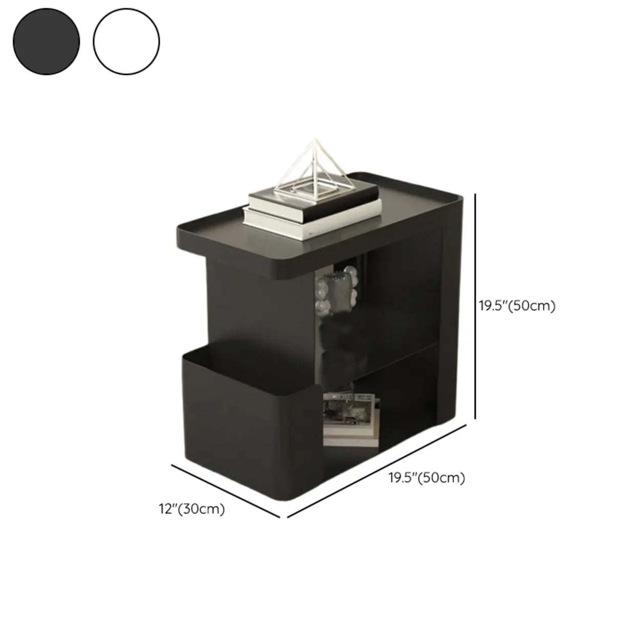 Black Iron 3-Tier Rectangular Side Table with Casters