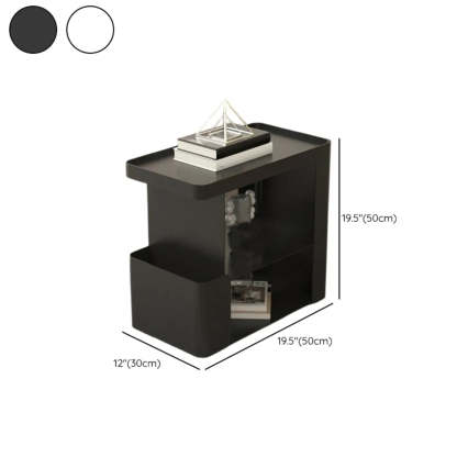 Black Iron 3-Tier Rectangular Side Table with Casters