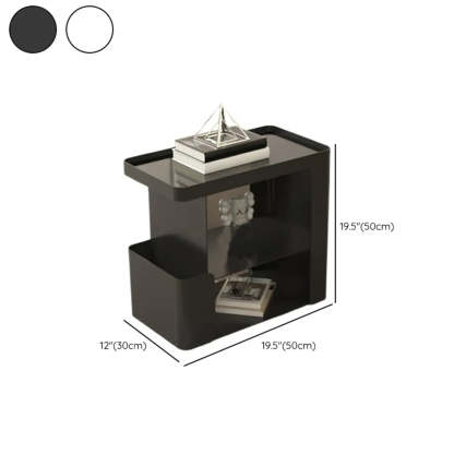 Black Iron 3-Tier Rectangular Side Table with Casters — Black / Iron