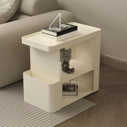 Black Iron 3-Tier Rectangular Side Table with Casters
