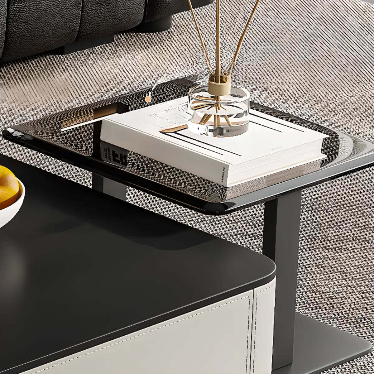 Rectangle Glass Drawer Steel Bunching Coffee Table