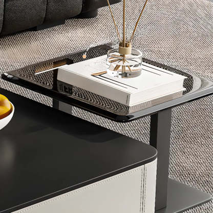 Rectangle Glass Drawer Steel Bunching Coffee Table
