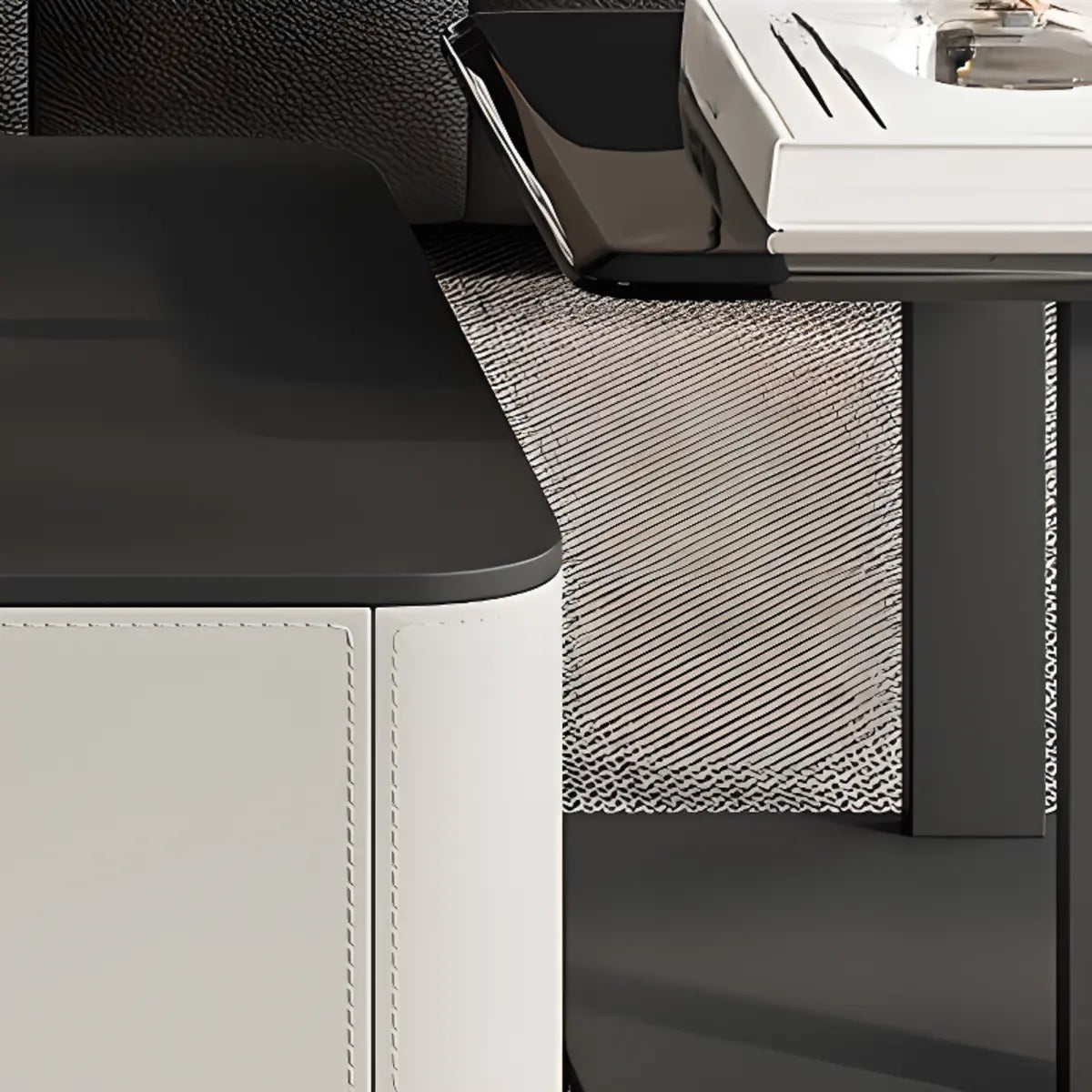 Rectangle Glass Drawer Steel Bunching Coffee Table