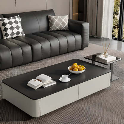 Rectangle Glass Drawer Steel Bunching Coffee Table