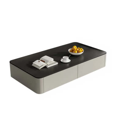 Rectangle Glass Drawer Steel Bunching Coffee Table