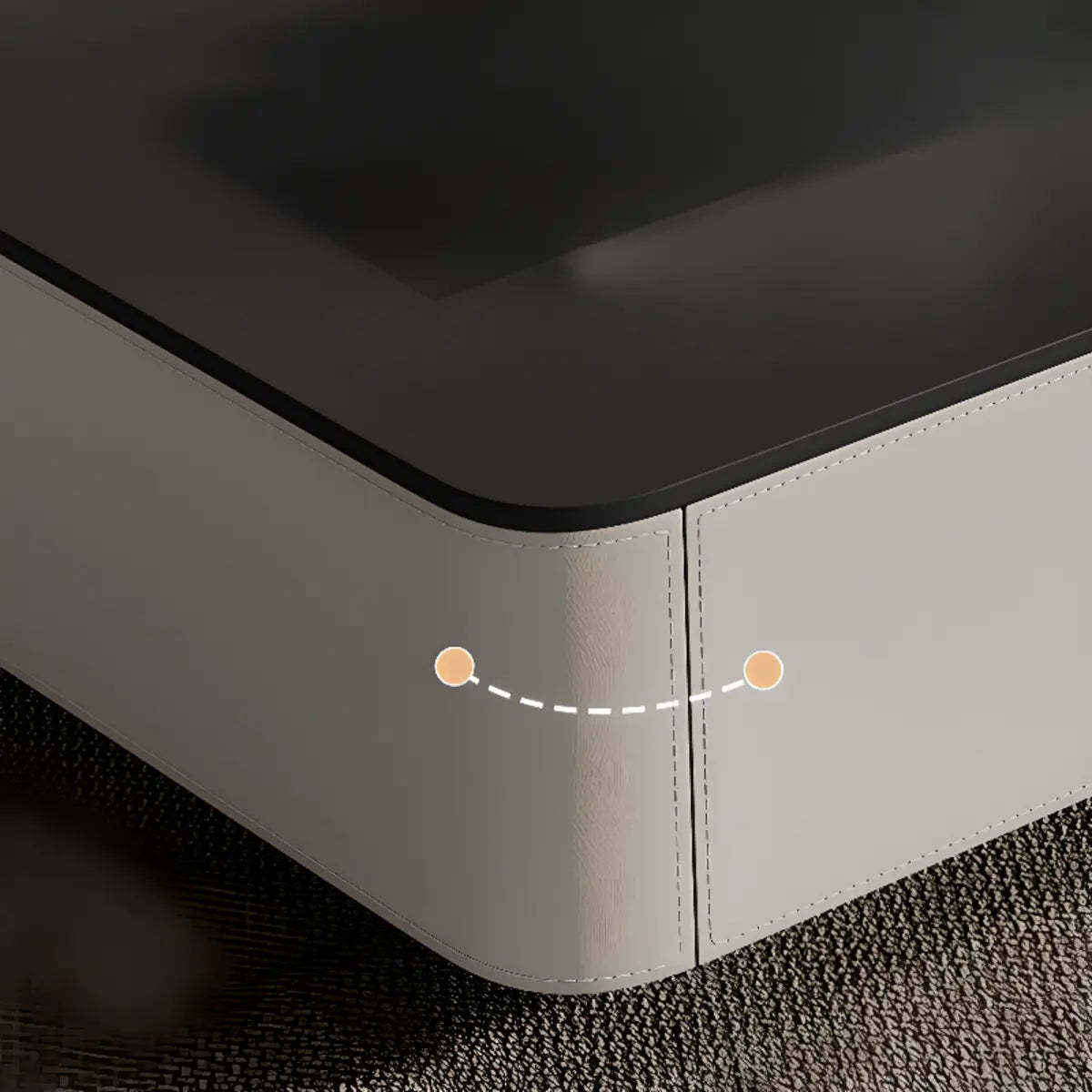 Rectangle Glass Drawer Steel Bunching Coffee Table
