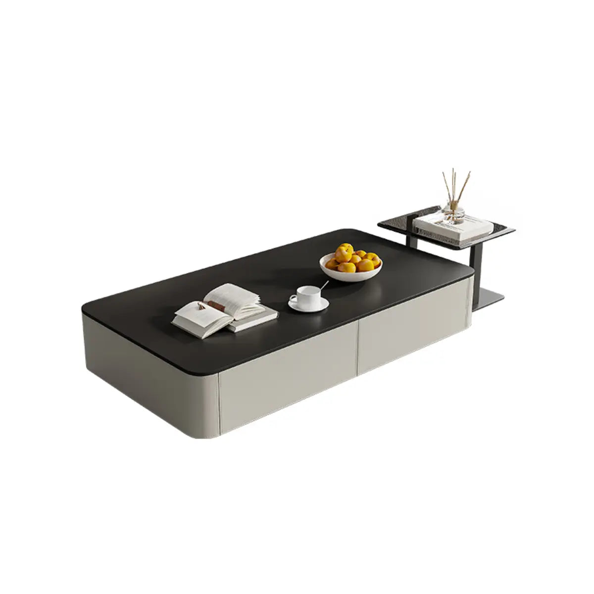 Rectangle Glass Drawer Steel Bunching Coffee Table