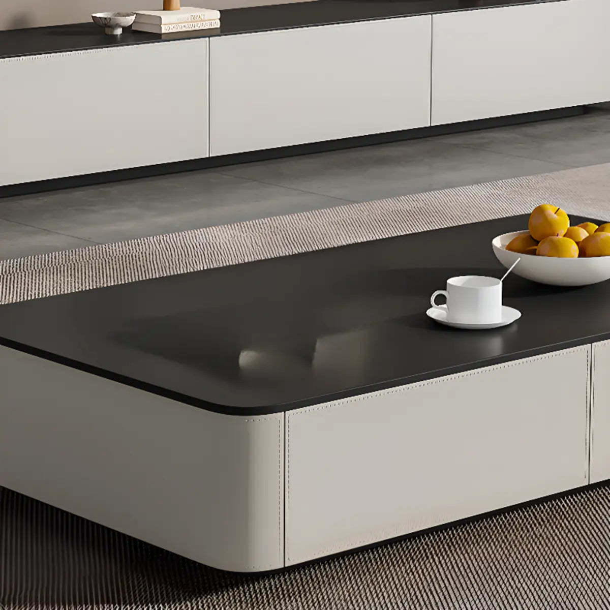 Rectangle Glass Drawer Steel Bunching Coffee Table
