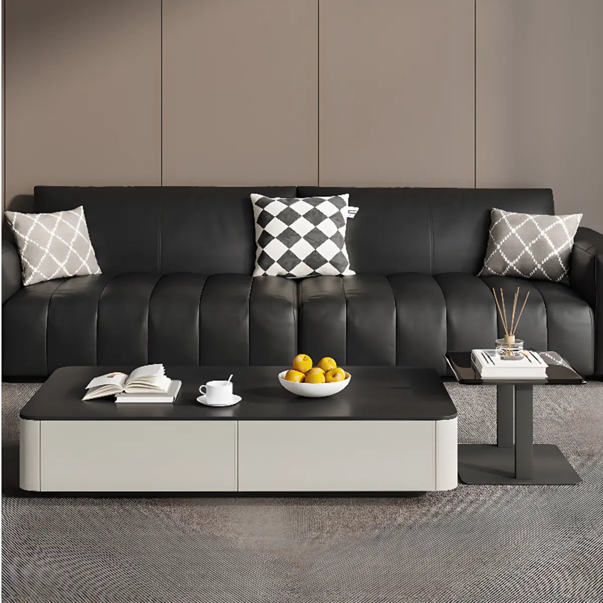 Rectangle Glass Drawer Steel Bunching Coffee Table