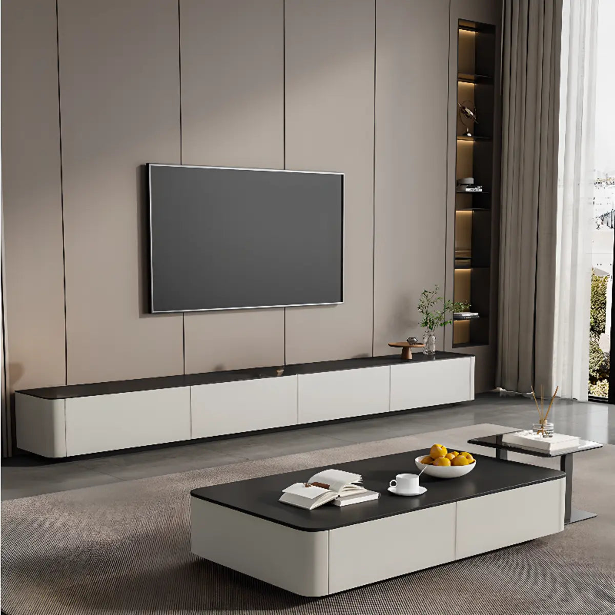 Rectangle Glass Drawer Steel Bunching Coffee Table