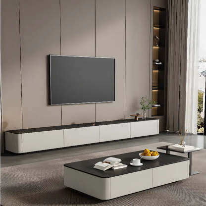Rectangle Glass Drawer Steel Bunching Coffee Table